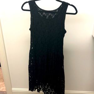 Black high low lace dress